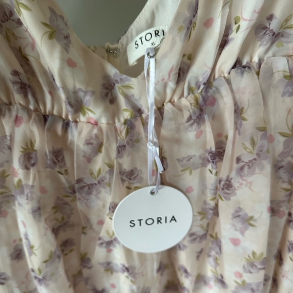 NWT VICI ONCE UPON A LOVE FLORAL CHIFFON FLUTTER SLEEVE MINI DRESS - Picture 5 of 6